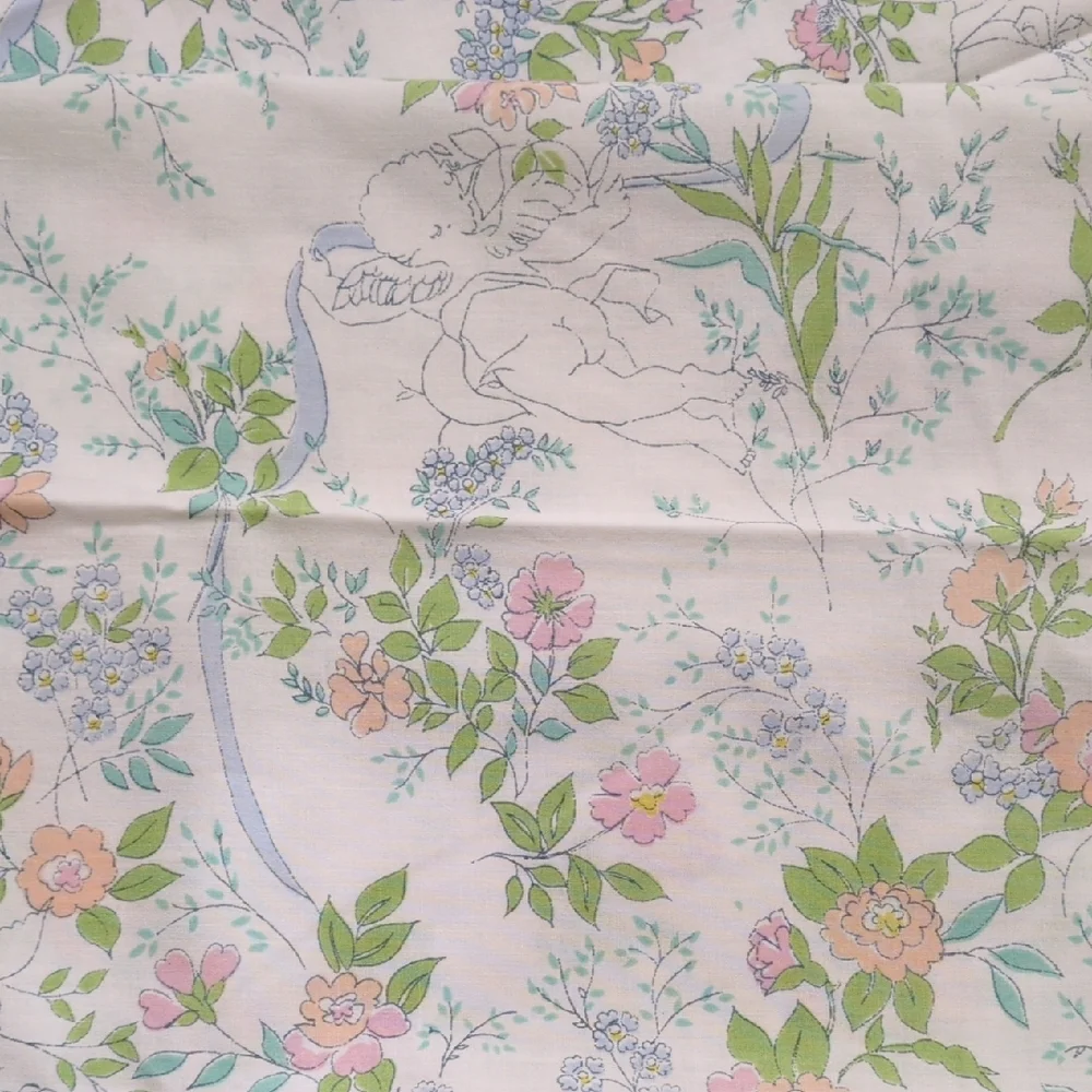 2 RARE Vintage Martex King Pillowcases - Blue Cherub Angels Pink Floral USA Made